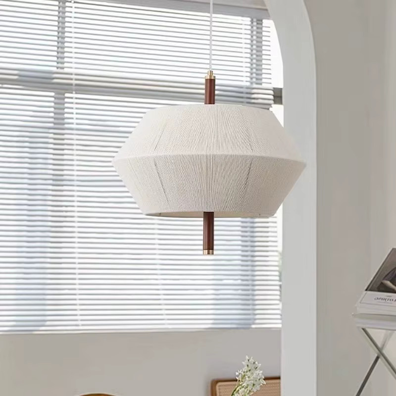 LINCCW LED Retro Pendelleuchte mit Baumwollfaden und Holzdetails für Wohnzimmer, Esszimmer oder Schlafzimmer - Bild 2
