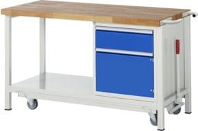 Rau Werkbank Modell 8152 mit absenkbarem Fahrgestell, höhenverstellbar und rollbar, B: 150 cm, T: 70 cm, H: 88 cm - Bild 1