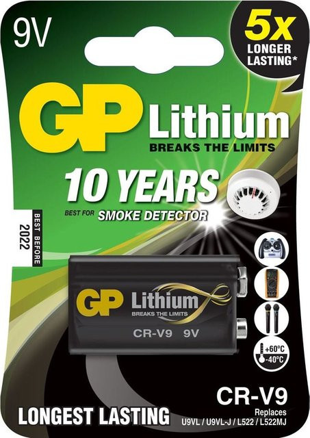 GP Batteries Lithium CR-V9 9V Block Batterie in Schwarz - Bild 1