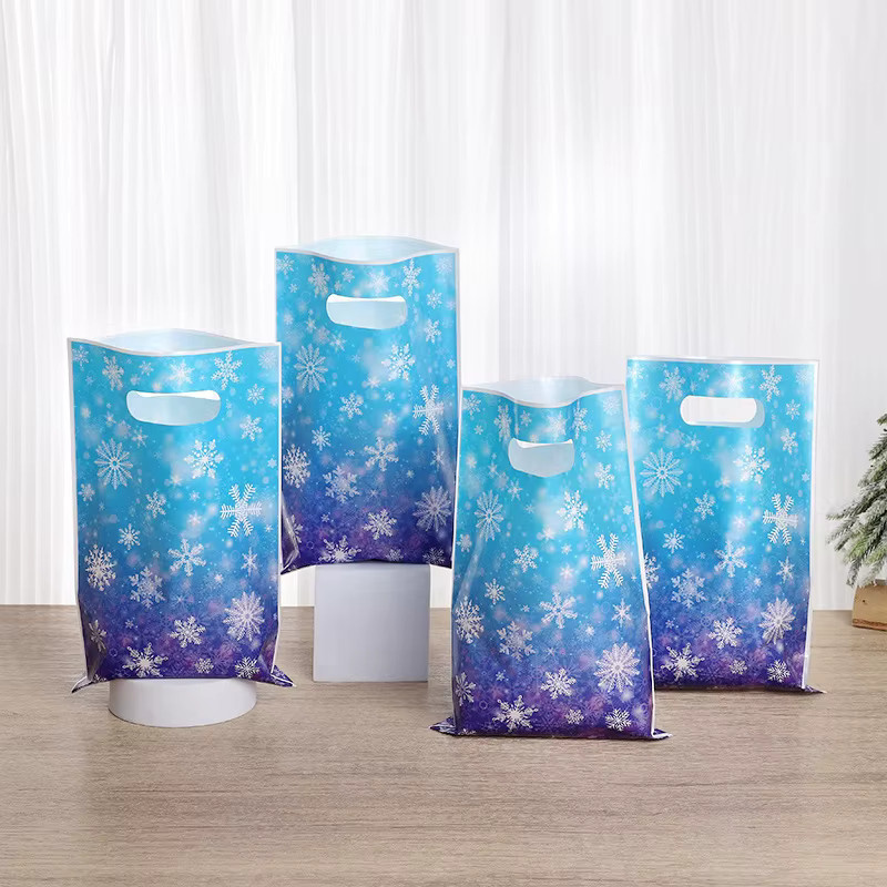 ZQNYCY Schneeflocken Geschenkbeutel aus Papier in Blau für Weihnachts- und Geburtstagspartys - Bild 2