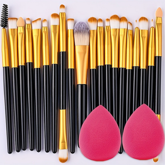 RUNTOIN Make-up Pinsel Set, 20-teilig, mit 2 Blender-Schwämmen - Bild 1