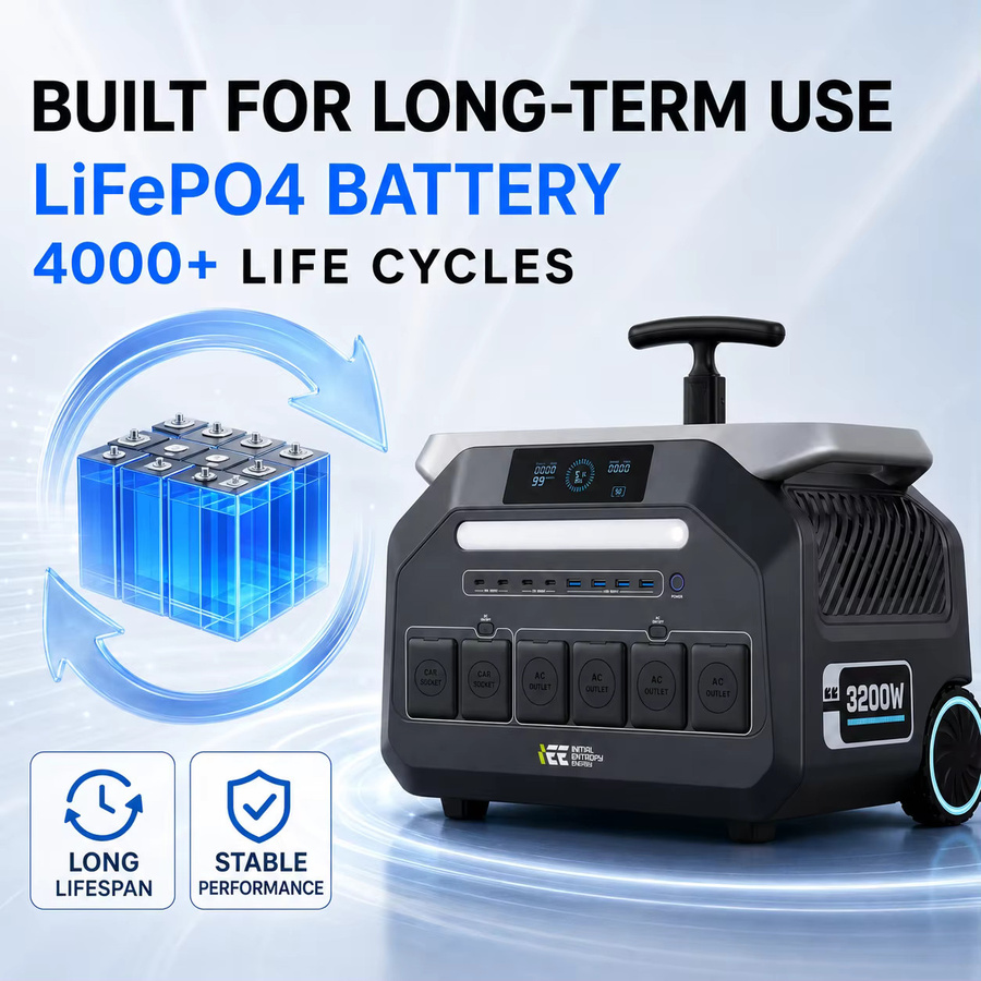 IEE P3200 Tragbare Powerstation 2048Wh LiFePO4 Solar-Generator 3200W mit 1000W Solar-Eingang in Grau - Bild 5