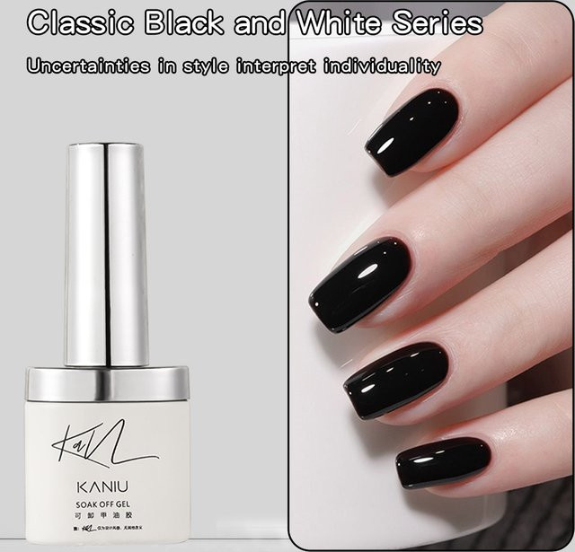 Kaniu Gel-Nagellack, Schwarz-Weiß, 6 ml, Glänzend - Bild 1