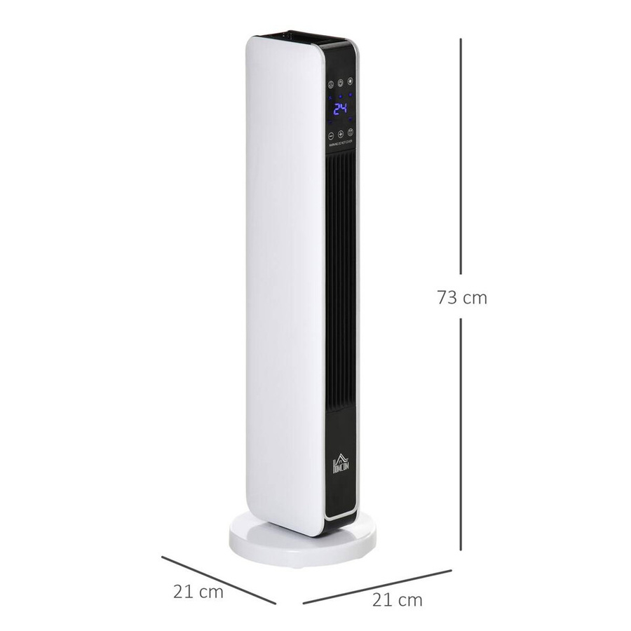 HOMCOM Keramik-Heizlüfter mit Fernbedienung und Timer in Silber, Weiß und Schwarz, 2200 W, B/T/H: 21 x 21 x 73 cm - Bild 3
