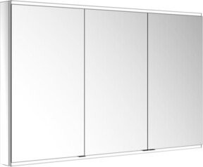 Keuco Spiegelschrank Royal Modular 2.0 in Weiß und Silber mit LED-Beleuchtung, Kristall-Doppelspiegel und 3 Drehtüren, B/H/T: 90 x 150 x 12 cm