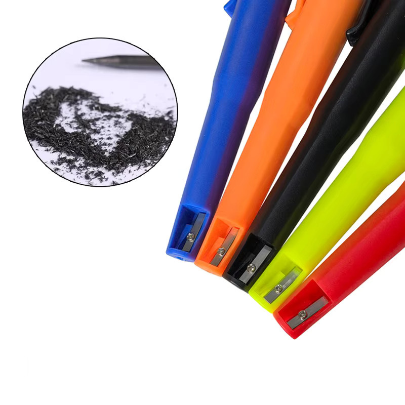 MROOFUL Zimmermannsbleistift Set mit Stiftabdeckung, 2B Langkopf-Markierungsstift aus Massivholz, 5 Farben (Schwarz, Gelb, Rot, Multicolour) - Bild 4