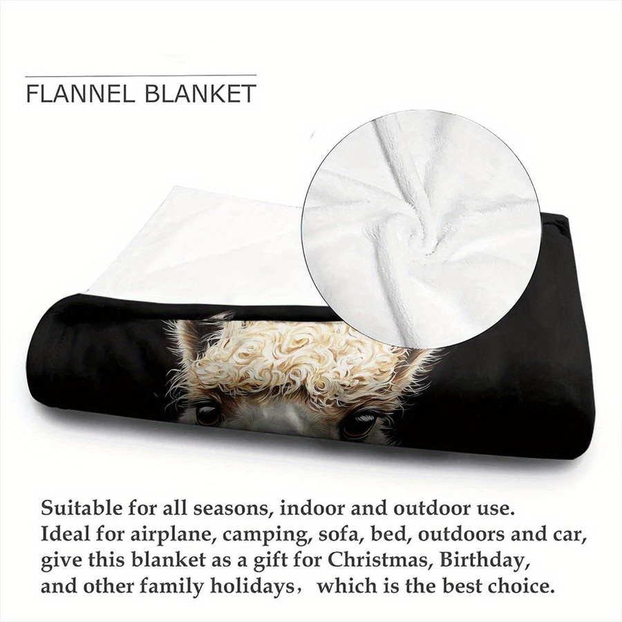 Personalisierte Alpaka-Familien Fleece-Decke mit individuellem Namen, weicher Plüsch-Überwurf für Ganzjahresnutzung, B/B: 70 x 100 cm - Bild 2