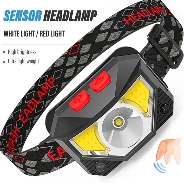 ESMARTER Wiederaufladbarer LED-Scheinwerfer mit Bewegungssensor, COB- und LED-Perlen, 8 Beleuchtungsmodi in Weiß und Rot - Bild 1