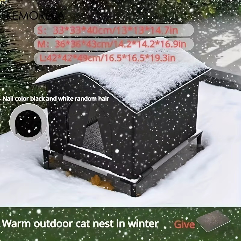 KEMORELA Isoliertes Katzenhaus für den Außenbereich in Schwarz Matt - Bild 4