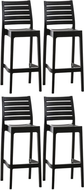 4er Set Barhocker DELUKE TURAM aus Kunststoff in Schwarz mit Lehne, stapelbar, B/T/H: 45 x 51 x 105 cm - Bild 1