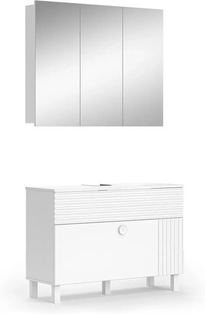 Vicco Badmöbel-Set Sola Waschtischunterschrank und Spiegelschrank in Weiß matt - Bild 2