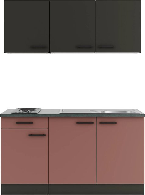 OPTIFIT Miniküche Madrid420/Nizza407 in Anthrazit und Rostrot, Breite: 150 cm - Bild 1