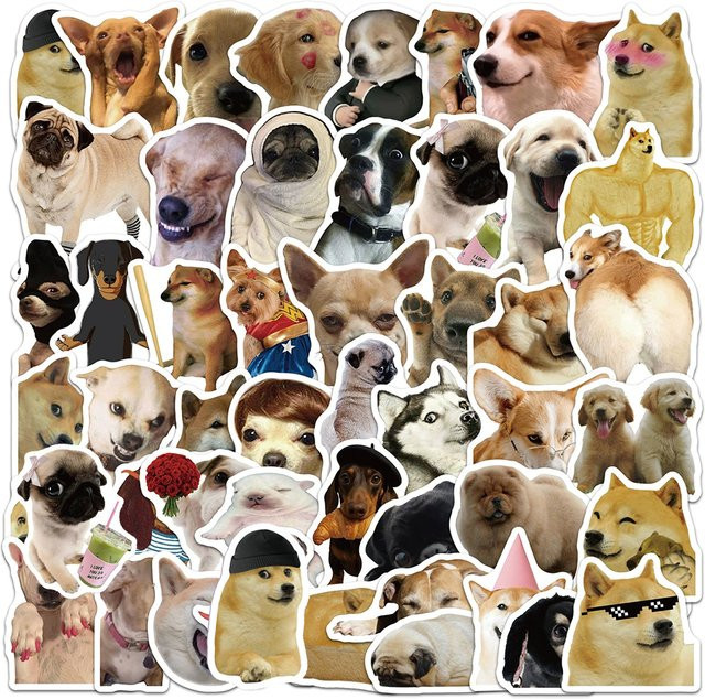 Rspctou Hunde-Meme-Aufkleber, Cartoon-Tier-Welpen-Expressions-Sticker, multicolor, 10-teiliges Set - Bild 1