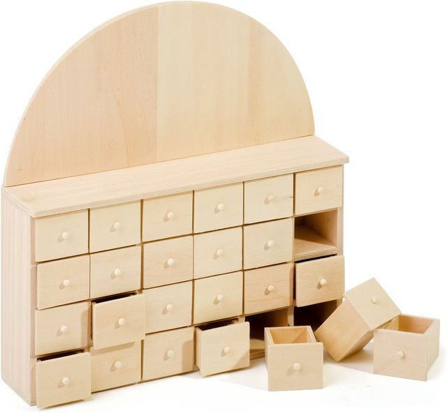 VBS Adventskalender aus Rohholz in Beige mit 24 Schüben für Weihnachten - Bild 1