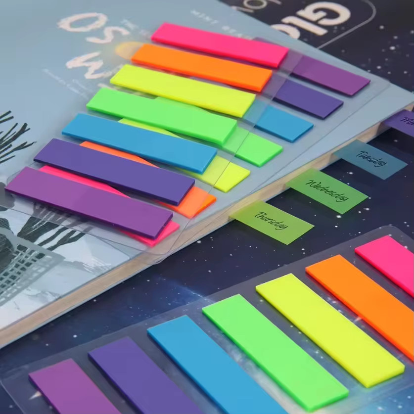 300 Blatt ultradünne Indexaufkleber aus transparentem PET zum Markieren von Büchern und Dokumenten, Multicolor - Bild 3