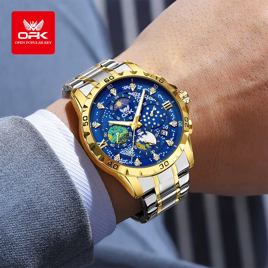 OPK Armbanduhr Chronograph, Quarz, Edelstahl, Blau, Herren - Bild 3