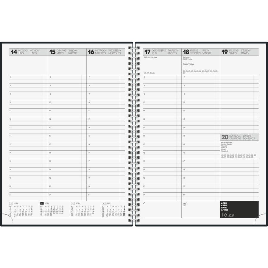 Brunnen Buchkalender 781 für 2027 in A4 mit Wochenübersicht, Softcover, Schwarz-Weiß - Bild 2