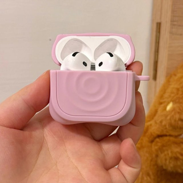INS-Style Wasserwellen Schutzhülle für Apple AirPods Pro 2/4 aus Flüssigsilikon in Pink - Bild 1