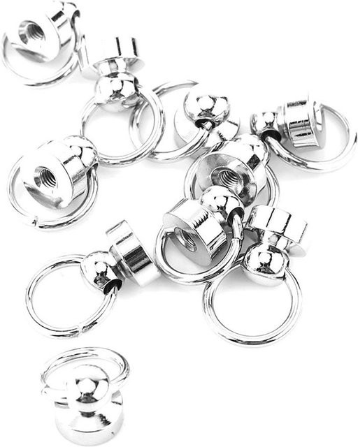 10 Stück Igeteck Messing-Nietenbolzen mit Schraubverschluss und rundem Ringkopf in White/Silver - Bild 1