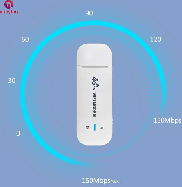 NUOYING Tragbarer 3G 4G LTE Wireless USB-Dongle GSM-Netzwerkmodem mit SIM-Kartensteckplatz und Empfangsantenne in Weiß - Bild 1