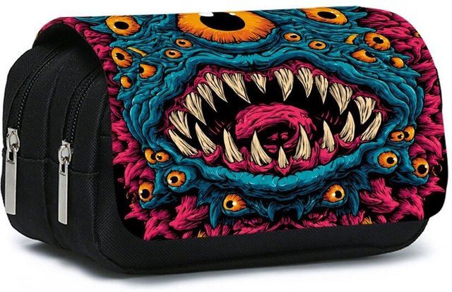 Doppellagiges Klapp-Federmäppchen mit Einäugiges Monster-Print von Fancy Style Studio in Schwarz und Multicolour - Bild 1