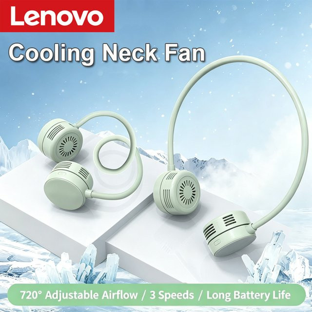 Lenovo Mini Nackenventilator Pink mit 360 Grad Oszillation und wiederaufladbarem Akku - Bild 1