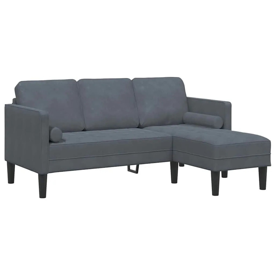 vidaXL Sofa Set in L-Form mit Kissen, modern gepolstert, Grau - Bild 2