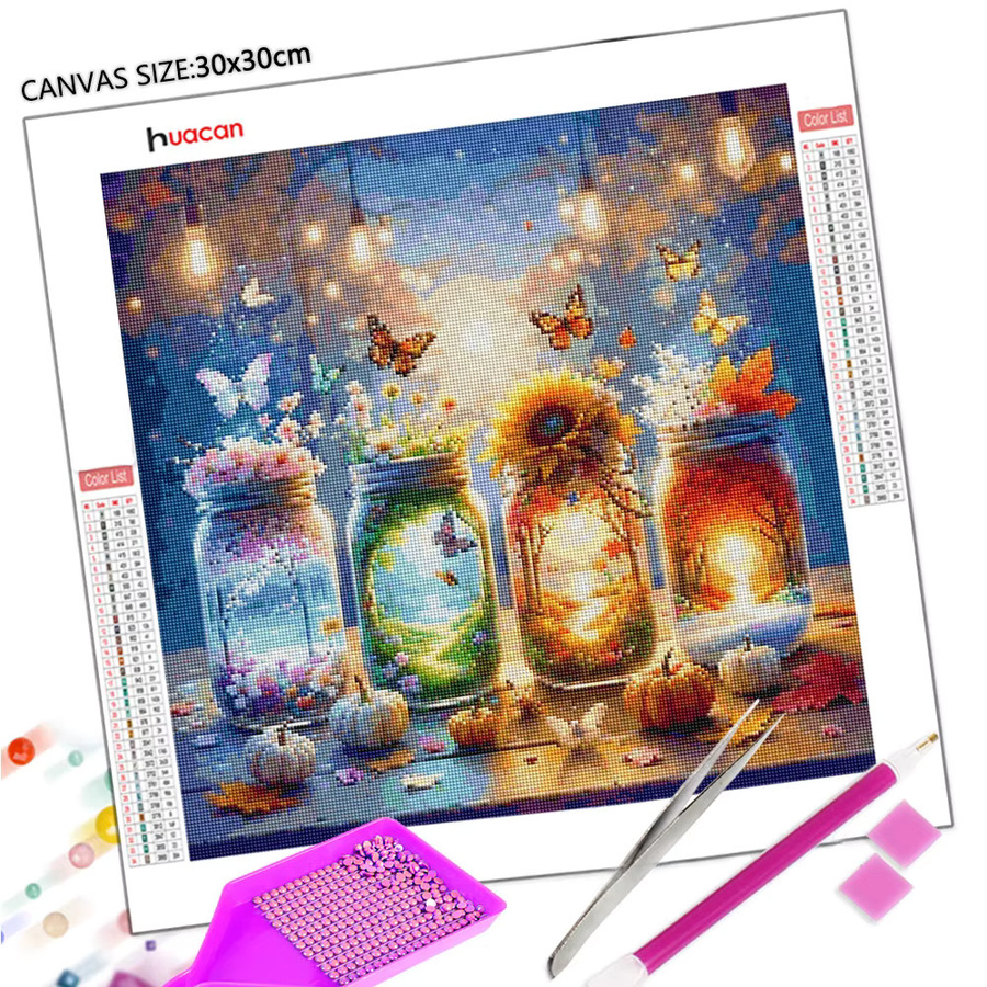 Huacan DIY Diamantmalerei 5D Mosaik Set mit floralem Naturmotiv in Mehrfarben - Bild 2