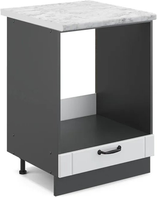 Vicco Herdbauschrank Fame-Line in Weiß und Anthrazit im Landhausstil mit Marmor-Optik, B/T/H: 60 x 60 x 82 cm - Bild 1