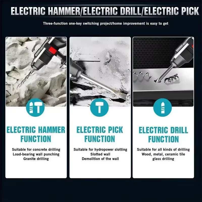Makita DHR242 Bürstenloser Akku-Bohrhammer 18V mit 6Ah Akku, 24mm Beton-Bohrleistung und 4700 IPM, 3-Modus-Steuerung - Bild 6