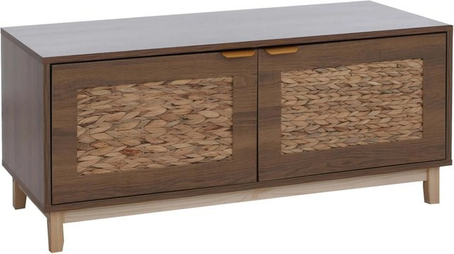 MCW Sitzbank P54 als Garderobenbank und Schuhregal mit Wasserhyazinthefront aus MDF, Braun, B: 120 cm, T: 45 cm, H: 42 cm - Bild 2