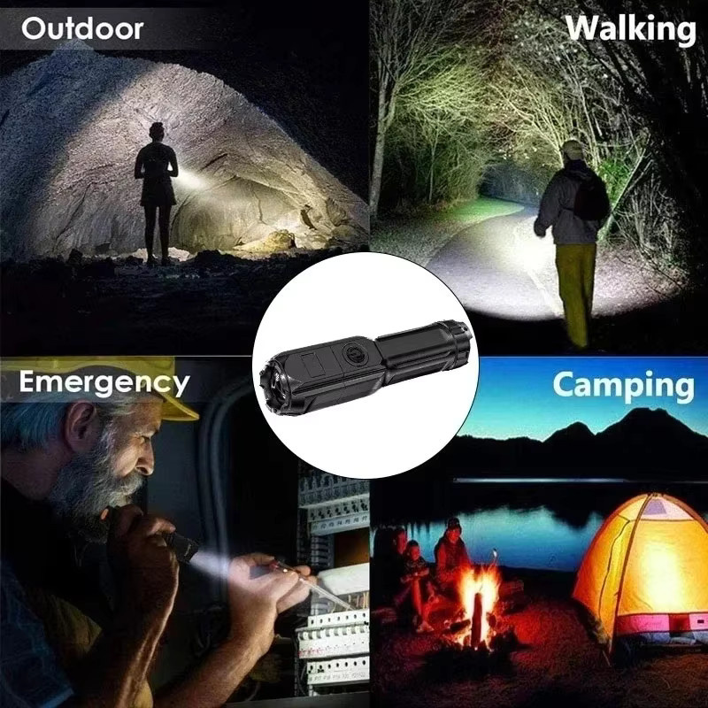 KDULIT Taktische LED Taschenlampe, USB wiederaufladbar, wasserdicht, Schwarz - Bild 6