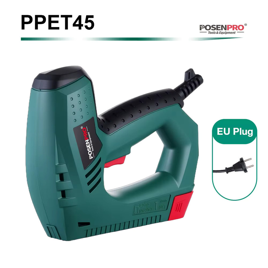 POSENPRO Elektrischer Tacker und Nagelpistole 45W in Grün inklusive 500 Nägel für DIY-Polsterarbeiten und Holzbearbeitung - Bild 2