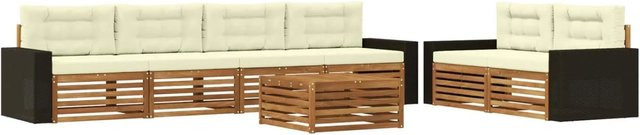 vidaXL Outdoor-Sofagarnitur aus Akazienholz mit Kissen in Natur und Creme - Bild 1