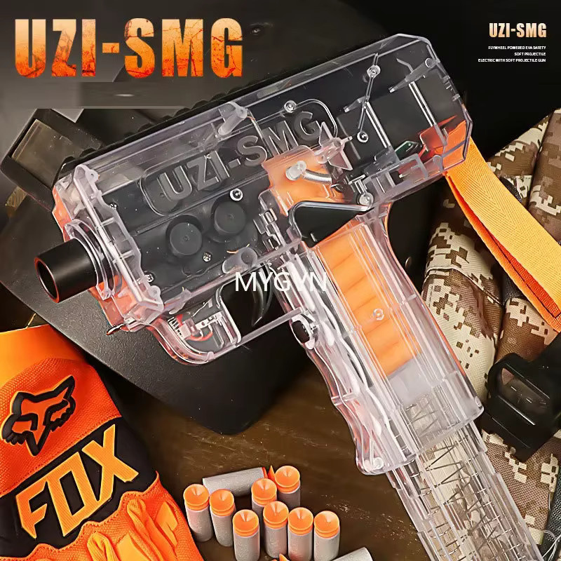 MYGVN Elektrische UZI Soft-Bullet-Blaster-Maschinenpistole, Schwarz, Bunt / Mehrfarbig - Bild 3