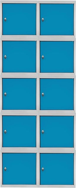 PROREGAL Blocky Schließfachwürfel Set aus 10 Stück mit Drehriegelschloss für Vorhängeschlösser, Farbe: Lichtgrau/Lichtblau, B/T/H: 40 x 40 x 40 cm - Bild 1