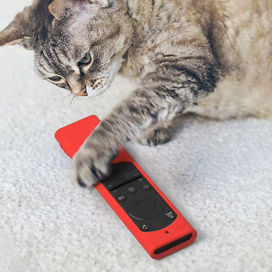 Stoßfeste Silikonhülle für Samsung Fernbedienungen mit Trageband in Schwarz oder Rot - Bild 1