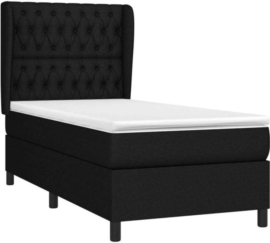 Vidaxl Boxspringbett mit Matratze aus Stoff in Schwarz, Modernes Polsterbett B/T: 90 x 190 cm - Bild 1