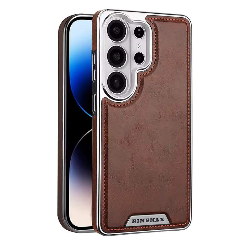 Hochwertige Leder-Magnet-Handyhülle für Samsung Galaxy S26, S25, S24 Ultra und S26 Edge in Grau oder Braun mit kabellosem Laden und stoßfestem Schutz - Bild 4