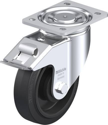 Blickle Lenkrolle LH-POEV 160KA-FI mit Feststeller in Schwarz und Silber, Rad-Durchmesser: 160 mm, Tragfähigkeit: 400 kg - Bild 1