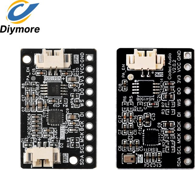 diymore Audio-Verstärkermodul ES8311+NS4150B mit externem oder integriertem Mikrofon in Schwarz für ESP32 C3 und ESP32 S3 Entwicklungsboards - Bild 1