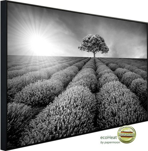 papermoon EcoHeat Infrarotheizung Baum im Feld Schwarz Weiss Matt-Effekt mit App-Steuerung und Überhitzungsschutz - Bild 1