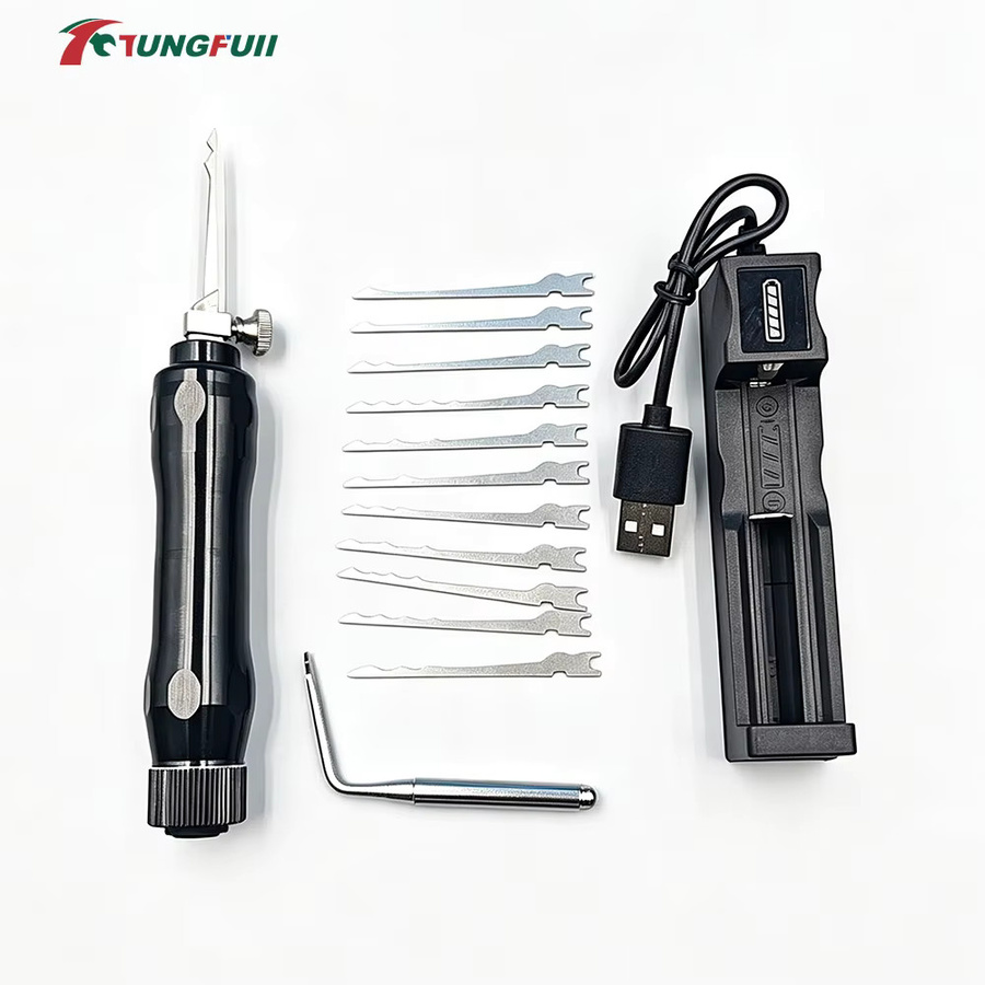 Tungfull Elektrisches Lockpicking-Set Schwarz – Wiederaufladbares Professionelles Schlosserwerkzeug-Kit mit Ersatzklingen - Bild 7