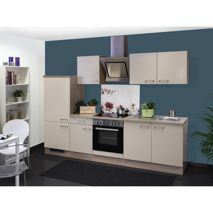 Flex-Well Exclusiv Küchenzeile Orlando in Kaschmir Glanz und Sonoma Eiche, Breite: 270 cm - Bild 2