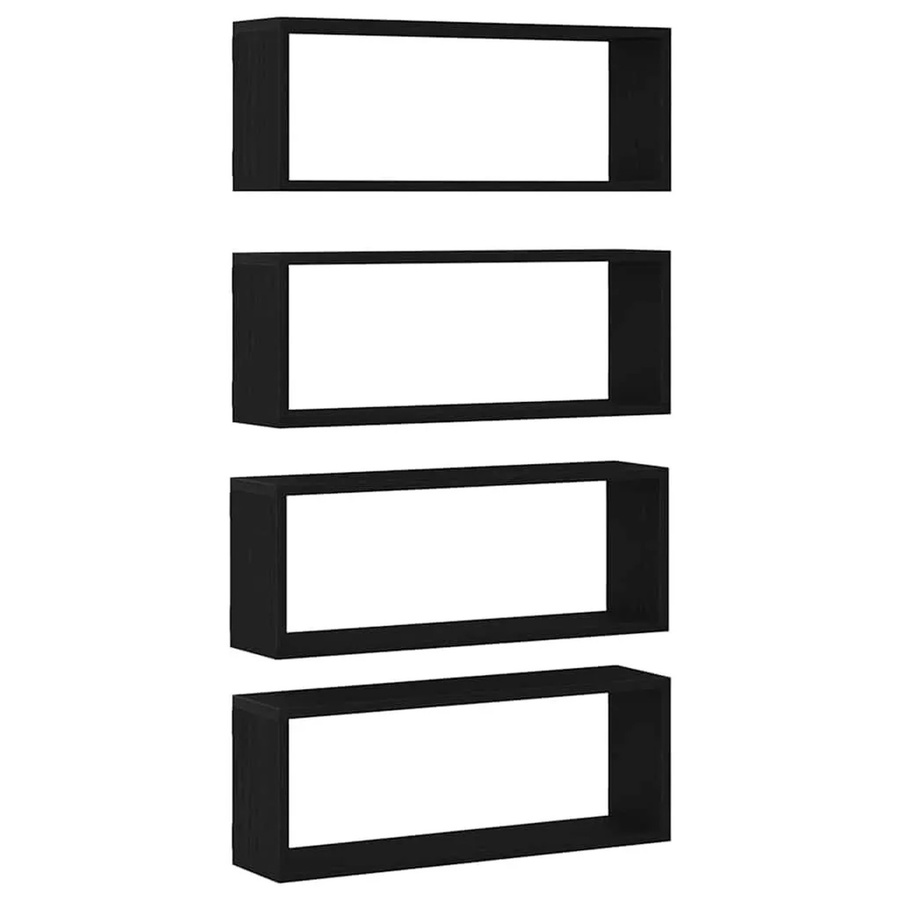 vidaXL Wandregal Set 4 Stück in Schwarz und Eichen-Optik, B/T/H: 60 x 15 x 23 cm - Bild 2