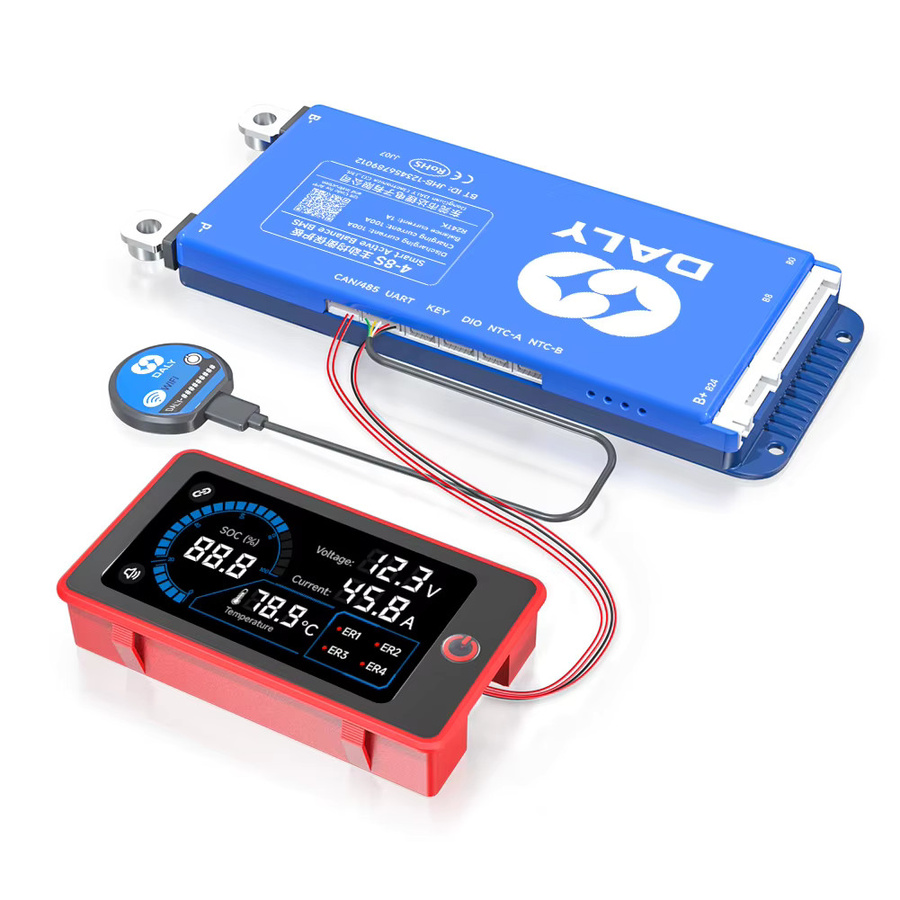 Daly Smart Aktives BMS für LiFePo4 Lithium-Batterien mit LCD, RS485, UART, Bluetooth und WIFI in Blau - Bild 2