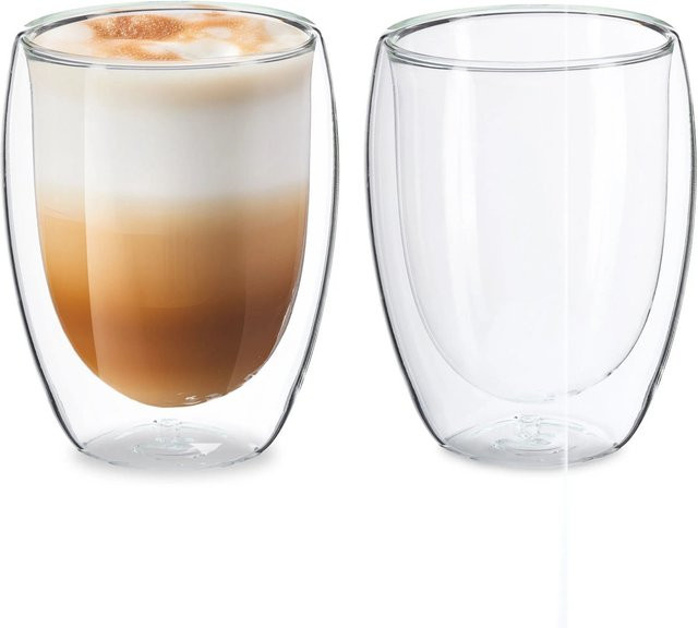 Relaxdays Latte Macchiato Gläser aus Borosilikatglas, transparent, doppelwandig, 350 ml - Bild 1