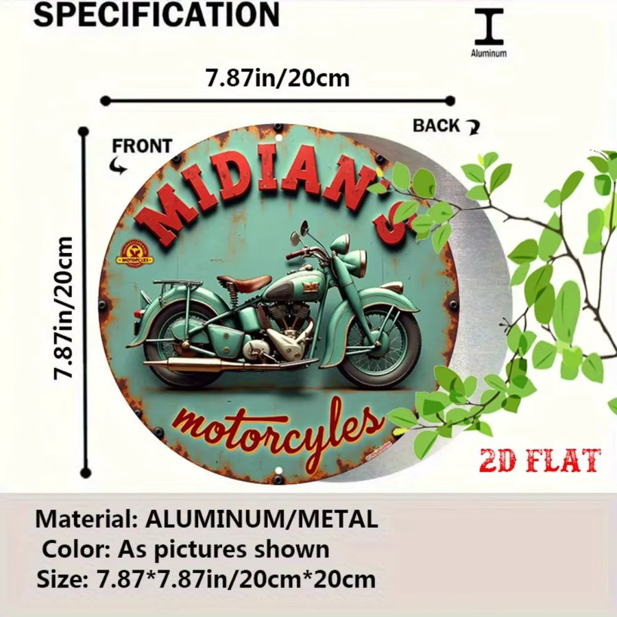 CIFbuy Vintage One Piece Motorrad Metallschild aus Aluminium, runde Wandkunst in Multicolour für Garage, Bar und Heimdekoration - Bild 3