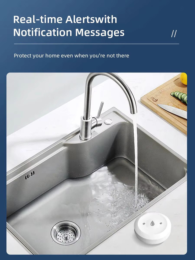 ONENUO Zigbee Wasserleckdetektor und Wasserüberschwemmungssensor mit Alarm in Weiß - Bild 4