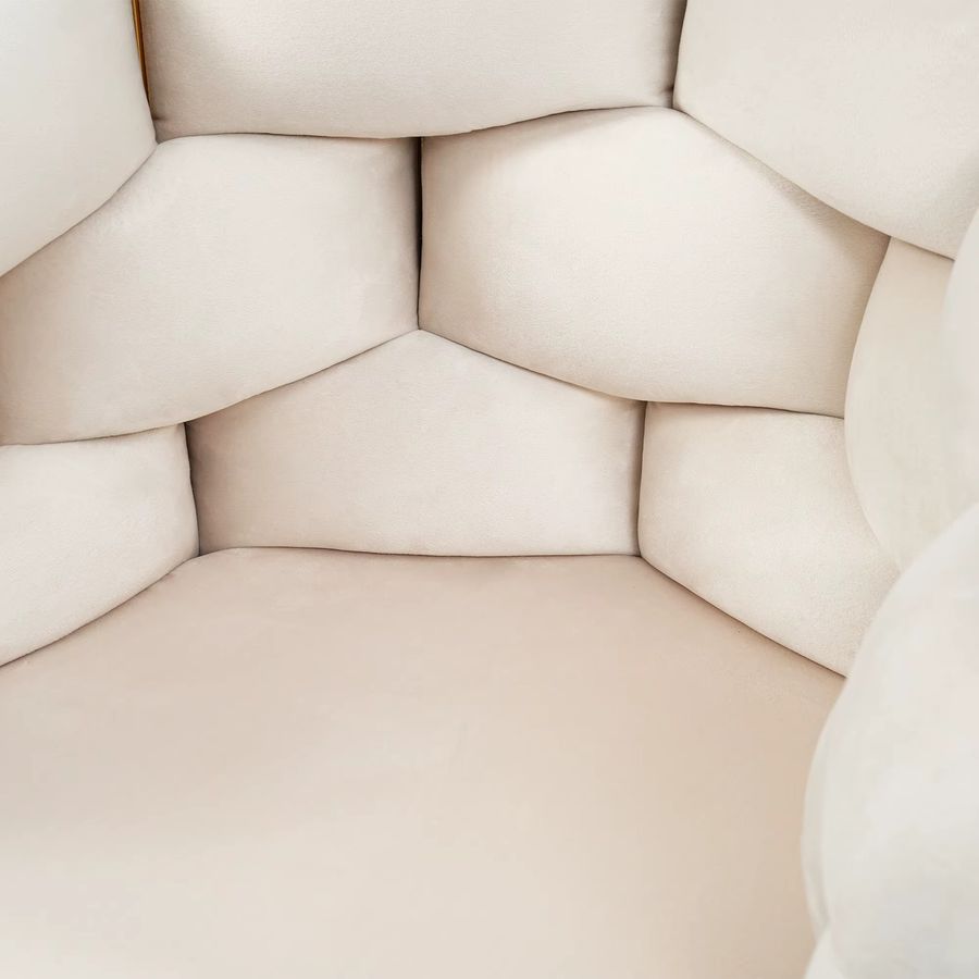 HAUSS SPOLE Mehrzweckstuhl aus Samt mit Metallbeinen in Beige, Modernes Design, B/T/H: 70 x 47 x 80 cm - Bild 2